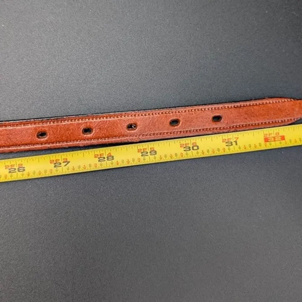 Vintage Yellowstone Belt Sz 29 Genuine Cowhide Hand Beaded Brown Made in Mexico